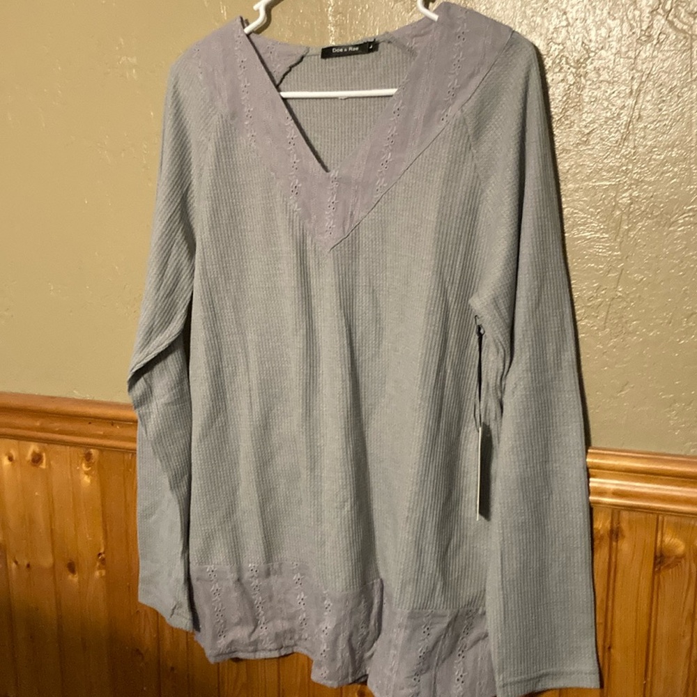 NWT Doe & Rae gray Long Sleeve Relaxed Thermal